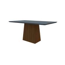 Mesa de Jantar Retangular com Tampo de Vidro Jasmin Cinza e Imbuia 160 cm