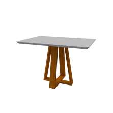 Mesa de Jantar Retangular com Tampo de Vidro Lectus Off White e Ype 120 cm
