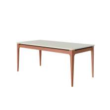 Mesa de Jantar Retangular com Tampo de Vidro Off White Addar Natural 184 cm