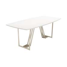 Mesa de Jantar Retangular com Tampo de Vidro Off White Albany Champanhe 240 cm
