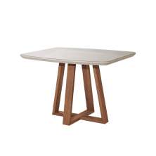 Mesa de Jantar Retangular com Tampo de Vidro Off White Bennett Natural 116 cm