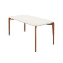 Mesa de Jantar Retangular com Tampo de Vidro Off White Donatella Natural 180 cm