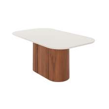 Mesa de Jantar Retangular com Tampo de Vidro Off White Kalina Canela 184 cm