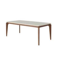 Mesa de Jantar Retangular com Tampo de Vidro Off White Lauren Natural 208 cm