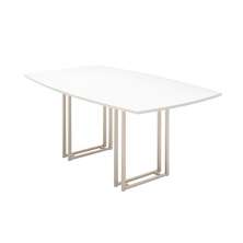 Mesa de Jantar Retangular com Tampo de Vidro Off White Line Champanhe 219 cm