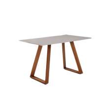 Mesa de Jantar Retangular com Tampo de Vidro Off White Viena Mel 160 cm