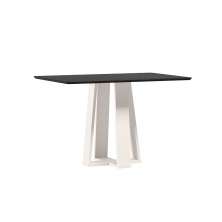 Mesa de Jantar Retangular com Tampo de Vidro Rubi Preto e Off White 120 cm