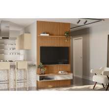 Painel para TV até 60 Polegadas Anne 1 PT Nature e Off White 140 cm