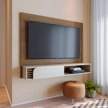Painel para TV até 60 Polegadas Jurerê 1 Porta Off White e Amêndoa