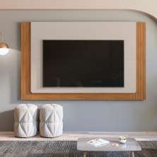 Painel para TV até 60 Polegadas Roma Off White e Cedro