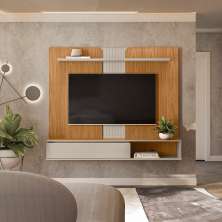 Painel para TV até 65 Polegadas Friburgo 1 PT Nature e Off White