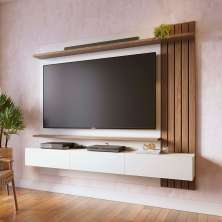 Painel para TV até 70 Polegadas Juriti 2 Portas Off White e Amêndoa