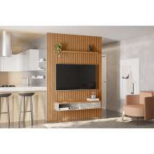 Painel para TV até 75 Polegadas Anne 1 PT Nature e Off White 180 cm