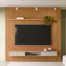 Painel para TV até 75 Polegadas Anne 2 PT Nature e Off White 260 cm