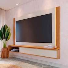 Painel para TV até 75 Polegadas Loa com LED 2 Portas Off White e Freijó