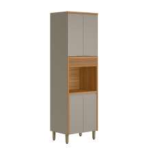 Paneleiro Allure com 1 Nicho 5 Portas Gris e Jequitibá