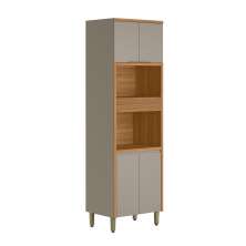 Paneleiro Allure com 2 Nichos 5 Portas Gris e Jequitibá