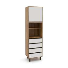 Paneleiro Confort 1 Porta 4 Gavetas Cinamomo e Off White