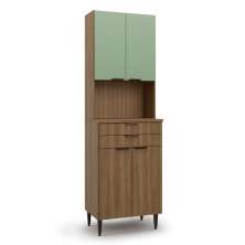 Paneleiro Paris 4 Portas 2 Gavetas Nogal e Verde