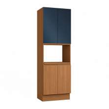 Paneleiro Valence com 1 Nicho 4 Portas Canela e Azul