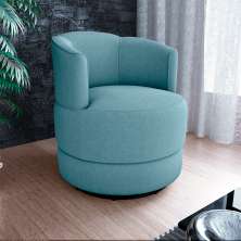 Poltrona Giratória Marselha Bouclé Azul