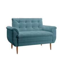Poltrona Namoradeira Xangai Bouclé Azul
