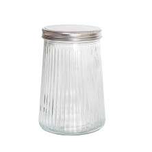 Pote para Mantimentos Canelado Transparente com Tampa em Metal 1L