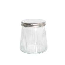 Pote para Mantimentos Canelado Transparente com Tampa em Metal 680ml