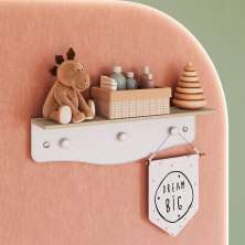 Prateleira Infantil com Cabideiro Encanto Branca e Carvalho