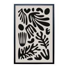 Quadro Abstrato Matisse I sem Vidro Preto e Bege 60x90 cm