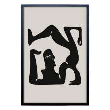 Quadro Abstrato Matisse II sem Vidro Preto e Bege 60x90 cm