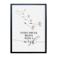 Quadro Contemporâneo Dream sem Vidro Preto e Branco 25x35 cm
