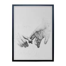 Quadro Contemporâneo Mãos sem Vidro Preto e Branco 25x35 cm