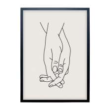 Quadro Contemporâneo Minimalista Mãos sem Vidro Preto e Branco 25x35 cm