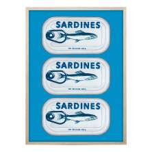 Quadro Cozinha Sardines  com Vidro Colorido 40x60 cm