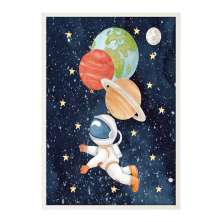 Quadro Infantil Astronauta sem Vidro Colorido 20x30 cm