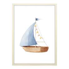 Quadro Infantil Barco sem Vidro Colorido 20x30 cm
