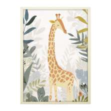 Quadro Infantil Selva Girafa sem Vidro Colorido 20x30 cm