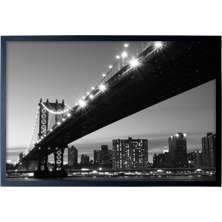 Quadro Manual Canvas Cidade I com Vidro Preto e Branco 40x60 cm