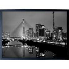 Quadro Manual Canvas Cidade II com Vidro Preto e Branco 40x60 cm