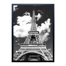 Quadro Manual Canvas Cidade III com Vidro Preto e Branco 40x60 cm