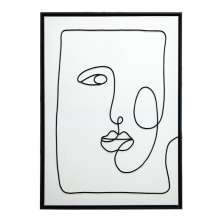 Quadro Manual Canvas Face Linhas sem Vidro Preto e Branco 50x70 cm