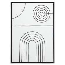 Quadro Manual Canvas Formas Linhas sem Vidro Preto e Branco 50x70 cm