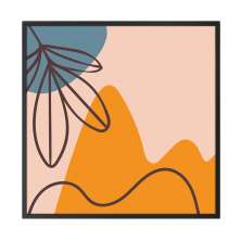 Quadro Natural Linhas Folhas sem Vidro Colorido 60x60 cm