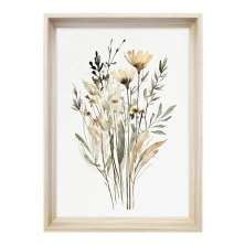 Quadro Romântico Flores do Campo III com Vidro Colorido 40x60 cm
