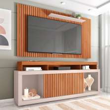 Rack com Painel para TV até 60 Polegadas Requinte Freijó e Off White