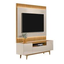 Rack com Painel para TV até 70 Polegadas Liam com LED 3 PT Tauari e Off White