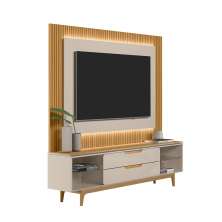 Rack com Painel para TV até 70 Polegadas Owen com LED 2 GV Tauari e Off White
