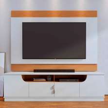Rack com Painel para TV até 75 Polegadas Santorini 4 Portas Off White e Freijó