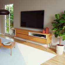 Rack para TV até 70 Polegadas Melin 100% MDF 3 Gavetas Freijó e Off White